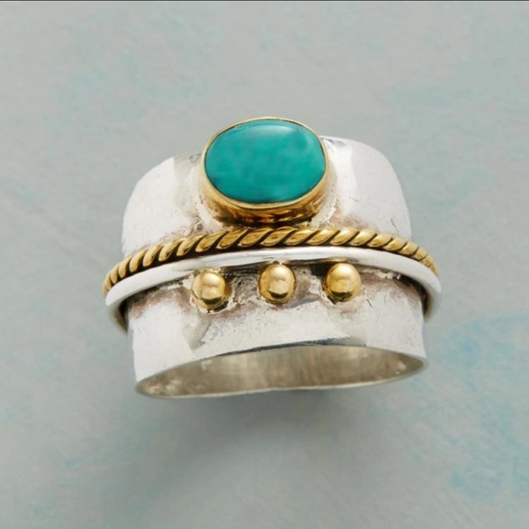 🆕️ ☮ Polished sterling silver & turquoise ring - Picture 10 of 10